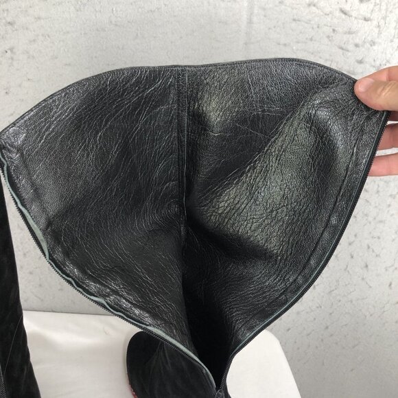 Artemis Suede Boots Womens 8.5 Black Leather Embroidery Heels Boho Retro 70s - Picture 13 of 16